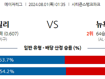 [주요경기]8월1일 MLB 필라델피아 뉴욕양키스 해외야구분석 무료중계 스포츠분석