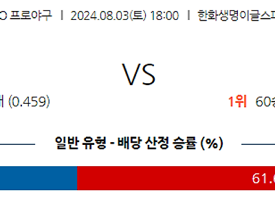 8월 3일 KBO 한화 KIA 한일야구분석 무료중계 스포츠분석