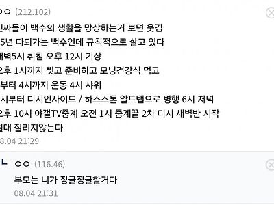 백수지만 규칙적으로 산다는 디시인