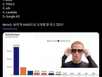 엔비디아 초고성능 ai칩 H100 보유 기업 순위