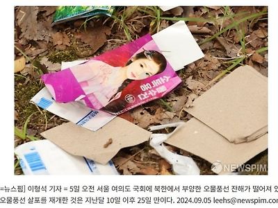 오늘 여의도에 떨어진 북한 오물풍선 잔해