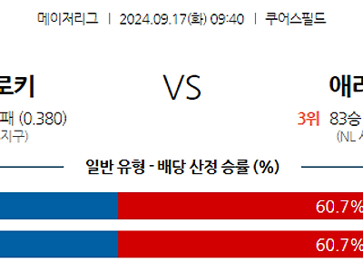 9월17일 MLB 콜로라도 애리조나 해외야구분석 무료중계 스포츠분석