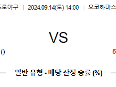 9월 14일 NPB 요코하마 주니치 한일야구분석 무료중계 스포츠분석