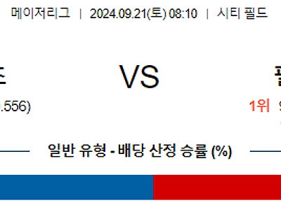 9월21일 MLB 뉴욕메츠 필라델피아 해외야구분석 무료중계 스포츠분석