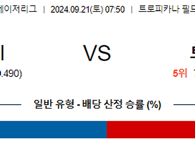 9월21일 MLB 탬파베이 토론토 해외야구분석 무료중계 스포츠분석