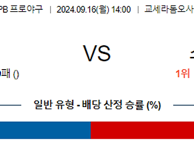 9월 16일 NPB 오릭스 소프트뱅크 한일야구분석 무료중계 스포츠분석