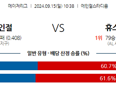 9월15일 MLB LA에인절스 휴스턴 해외야구분석 무료중계 스포츠분석