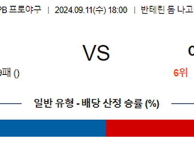 9월 11일 NPB 주니치 야쿠르트 한일야구분석 무료중계 스포츠분석