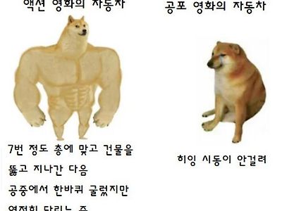 액션 영화의 자동차 VS 공포 영화의 자동차