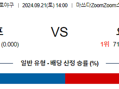 9월 21일 NPB 히로시마 요미우리 한일야구분석 무료중계 스포츠분석