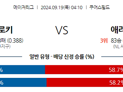 9월19일 MLB 콜로라도 애리조나 해외야구분석 무료중계 스포츠분석