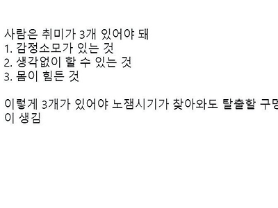 사람은 취미가 3개 있어야 되는 이유