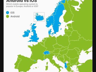 안드로이드 vs iOS 유럽 지도