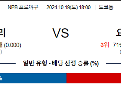 10월 19일 NPB 요미우리 요코하마 한일야구분석 무료중계 스포츠분석