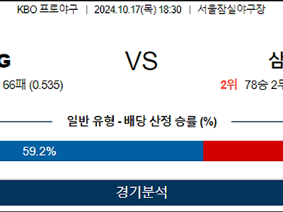 10월 17일 KBO LG 삼성 한일야구분석 무료중계 스포츠분석