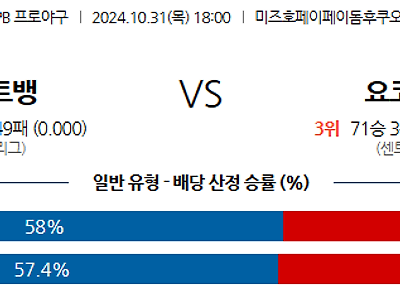 10월 31일 NPB 소프트뱅크 요코하마 한일야구분석 무료중계 스포츠분석