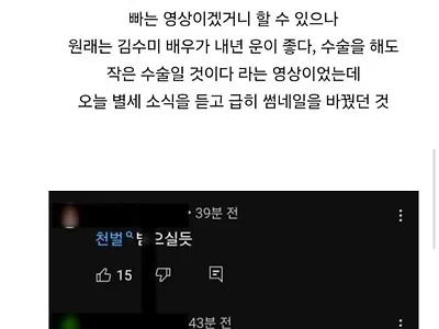 김수미에게 저승사자가 보였다고 올린 무당