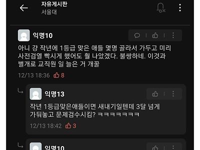 서울대도 수준이 예전만치 못하다는 증거