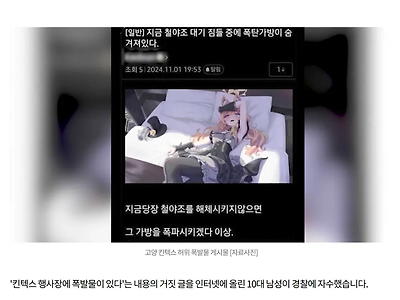 킨텍스 폰탄 테러 위협글 썼던 디씨 고닉 잡혔다고 함 