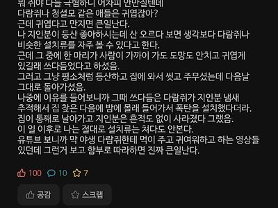 설치류는 절대 만지지도 마라 ㄷㄷ