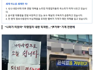 "나라가 미쳤어" 자영업자 내란 직격탄.. "尹거부" 가게 전면에