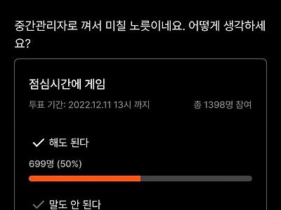 점심시간 회사PC로 게임하는거에 대한 의견찬반