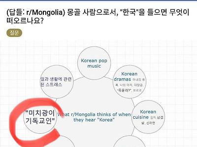 몽골사람들이 한국 하면 떠오르는 이미지!