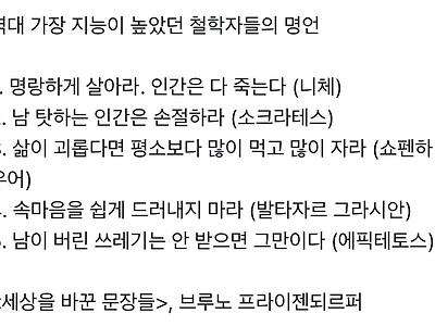 역대 가장 지능이 높았던 철학자들의 명언