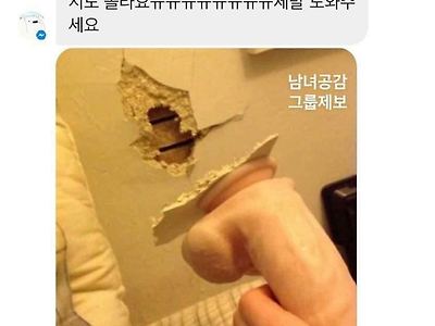 몰래 뀨뀨하다 벽이 뿌셔졌어요ㅠㅠㅠㅠㅠㅠ