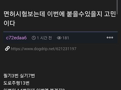 면허시험보는데 이번엔 붙을수있을지 고민이다