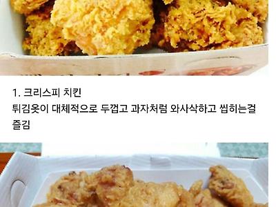 후라이드 치킨에도 취향차이가 존재함