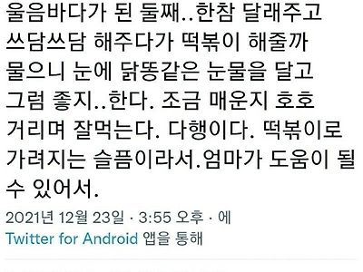 다행이다. 떡볶이로 가려지는 슬픔이라서