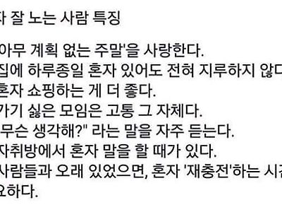 혼자 잘 노는 사람 특징