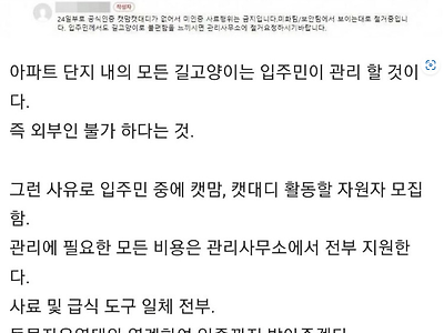 어느 아파트의 캣맘, 대디 문제 해결법