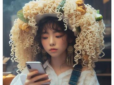 Ai가 그린 라면 먹고 갈래 하는 여자