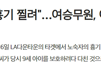 칼에 찔린 대한항공 여승무원, 사실은 아이를 구하려다 당해