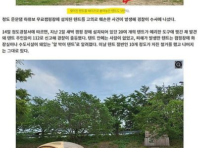 청도 캠핑장 훼손사건을 강력계에서 하네요