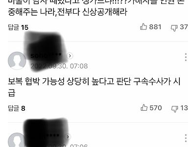 현재 포텐 간 '이웃 집 여성 폭행사건' 이라는 뉴스, 남성 당사자 댓글.JPG