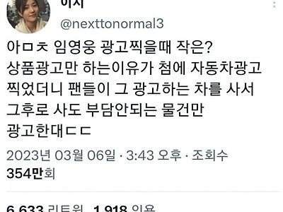 임영웅이 작은 제품만 광고하는 이유