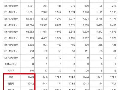 한국남자 평균키 근황