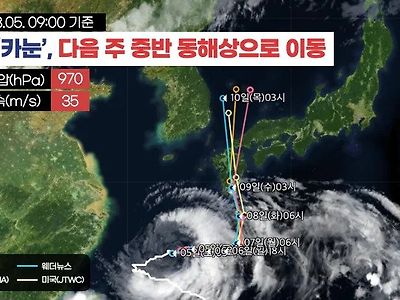 완벽히 직각으로 꺾인 태풍 6호 '카눈' 진행 경로 최신 상황 ㄷㄷㄷ. mp4