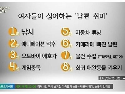 여자들이 싫어하는 남편 취미.