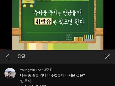 다음중 길을 가다 만났을 때 무서운것은?