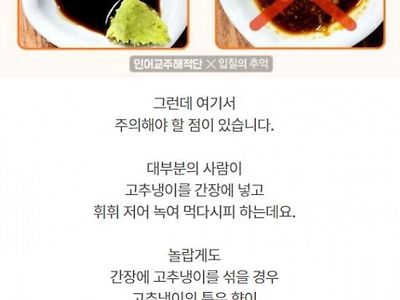 간장에 와사비 풀면 안되는 이유