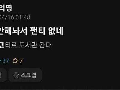 빨래 안해서 노팬티로 도서관 간다는 사람