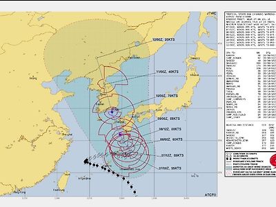 JTWC) 6호 태풍 카눈, 대한민국 관통 예상