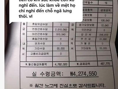 베트남 외국인 노동자 월급 인증