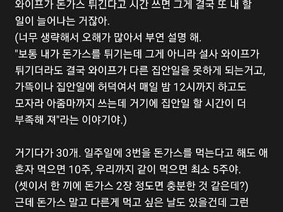 장모님이 돈까스 30개 줘서 화난 사위