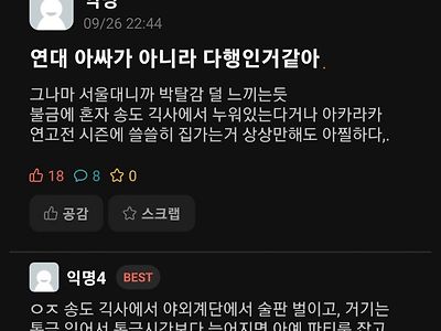 연세대생이 아니라 다행이라는 서울대생