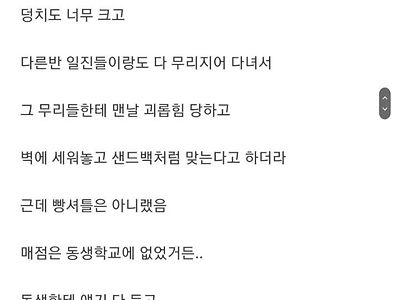 나 빵셔틀 시키던 일진이 동생 구해준 썰